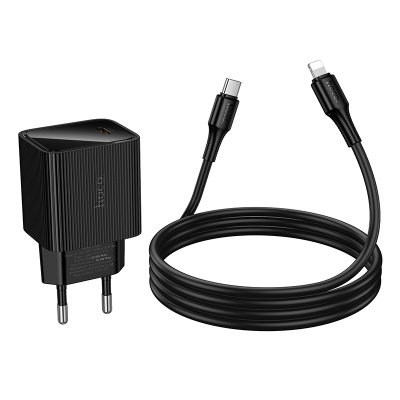 Сетевое зарядное устройство HOCO CS82A Excellent 1xUSB-C с Кабелем Type-C - Lightning, 20W, черный