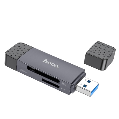 Переходник/Адаптер HOCO HB45 Spirit 2 в 1 USB3.0 (m) / Type-C (m) - TF/SD, черный