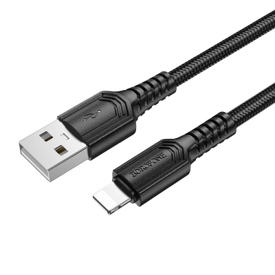 Кабель USB BOROFONE BX116 Certain USB - Lightning, 2.4А, 1 м, черный