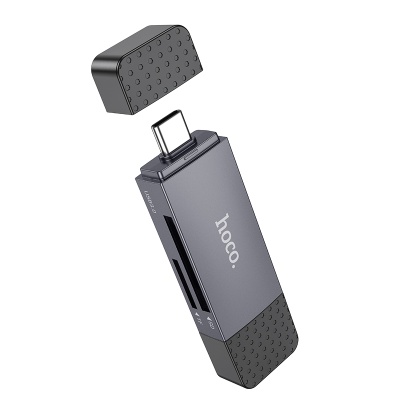 Переходник/Адаптер HOCO HB45 Spirit 2 в 1 USB3.0 (m) / Type-C (m) - TF/SD, черный