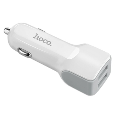 Автомобильное зарядное устройство HOCO Z23 grand style, 2xUSB с Кабелем USB - Lightning, 2.4A, 12W, белый