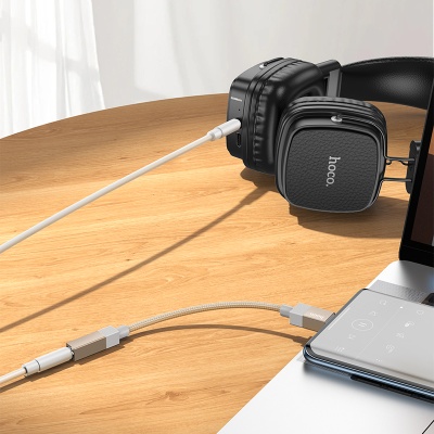 Переходник/Адаптер HOCO UPA32C Clever Type-C (m) - Jack 3,5 (f), 15 см, золотой