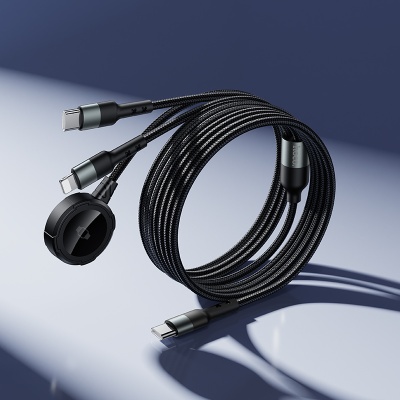 Зарядное устройство HOCO CW64 для Apple Watch 1xUSB-C + 1x Lightning с Кабелем Type-C, черный