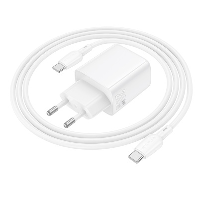 Сетевое зарядное устройство BOROFONE BN26 Fuente 1xUSB-C с Кабелем Type-C - Type-C, 20W, белый