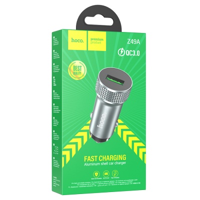 Автомобильное зарядное устройство HOCO Z49A Level, 1xUSB, 18W, серый металлик