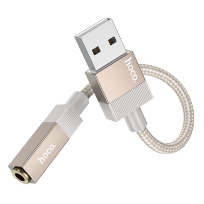 Переходник/Адаптер HOCO UPA32D Clever USB (m) - Jack 3,5 (f), 15 см, золотой