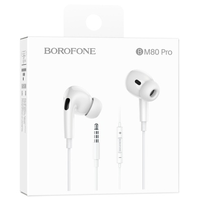 Проводные наушники BOROFONE BM80 Pro Elegant, Jack 3.5mm, 1.2 м, белый