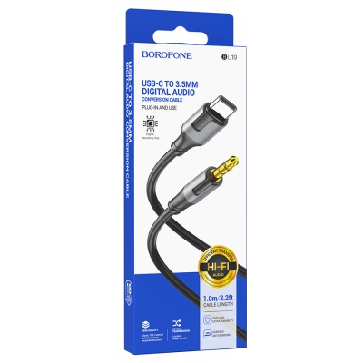 Аудиокабель BOROFONE BL19 Creator AUX Jack 3,5 (m) - Type-C (m), 1 м, черный