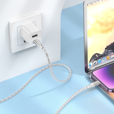 Кабель USB-C HOCO X98 Crystal ice Type-C - Lightning, 20W, 1 м, серебристый