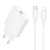 Сетевое зарядное устройство BOROFONE BN23 Wish 1xUSB-C с Кабелем Type-C - Lightning, 20W, белый