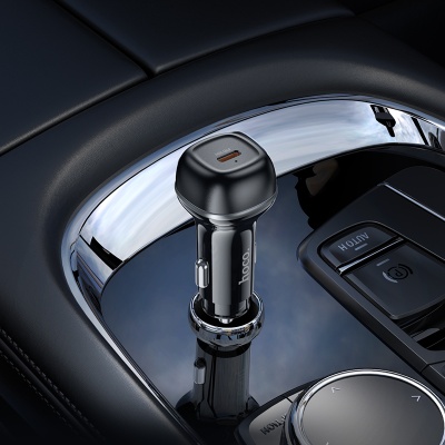 Автомобильное зарядное устройство HOCO Z58 Rank, 1xUSB-C с Кабелем Type-C - Lightning, 30W, черный