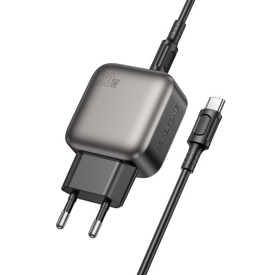 Сетевое зарядное устройство BOROFONE BAS54A Absolute 1xUSB + 1xUSB-C с Кабелем Type-C - Type-C, 3A, 20W, черный