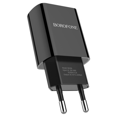 Сетевое зарядное устройство BOROFONE BA20A Sharp 1xUSB, 2A, 10W, черный