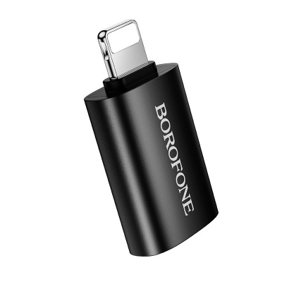 Переходник/Адаптер BOROFONE BV26 Lightning (m) - USB2.0 (f), черный