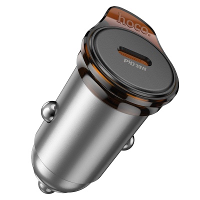 Автомобильное зарядное устройство HOCO NZ16 Rigorous, 1xUSB-C, 30W, серый металлик