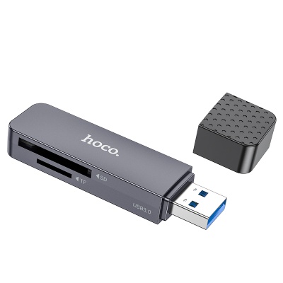 Переходник/Адаптер HOCO HB45 Spirit 2 в 1 USB3.0 (m) - TF/SD, черный