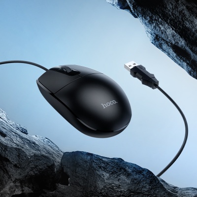 Мышь проводная HOCO GM50 League, USB, черный