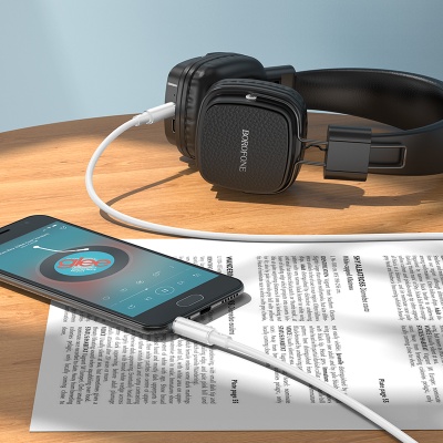 Аудиокабель BOROFONE BL21 Lemon AUX Jack 3,5 (m) - Jack 3,5 (m), 1 м, белый