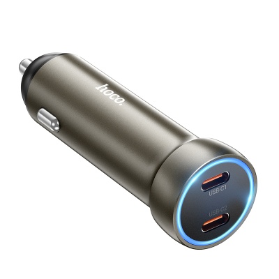Автомобильное зарядное устройство HOCO Z54B Prosperous, 2xUSB-C, 60W, золотой