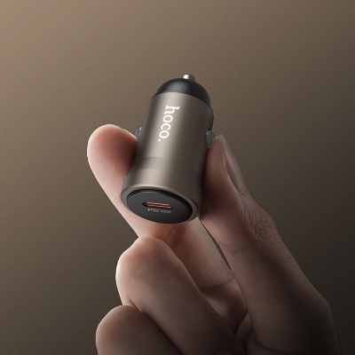 Автомобильное зарядное устройство HOCO Z62A Energy, 1xUSB-C с Кабелем Type-C - Type-C, 30W, золотой