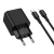 Сетевое зарядное устройство HOCO CS83A Excellent 1xUSB + 1xUSB-C с Кабелем Type-C - Lightning, 3A, 20W, черный