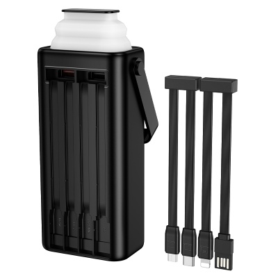 Портативный аккумулятор BOROFONE BJ65 High, встроенный кабель Lightning + Type-C + MircoUSB, 22.5W, 30000 мА⋅ч, черный