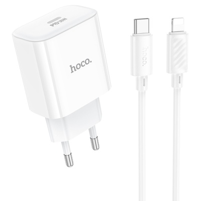 Сетевое зарядное устройство HOCO C76A Pro Majestic 1xUSB-C с Кабелем Type-C - Lightning, 30W, белый