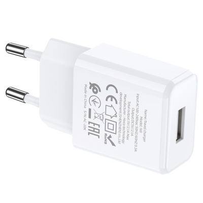 Сетевое зарядное устройство HOCO N9 Especial 1xUSB с Кабелем USB - Lightning, 2.1A, 10W, белый