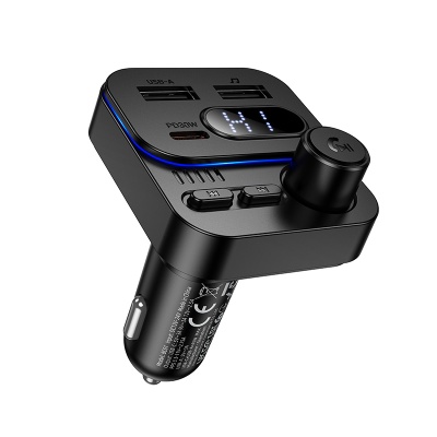 Автомобильное зарядное устройство с FM-Трансмиттер BOROFONE BC61 Ocean, 2xUSB + 1xUSB-C, 3A, 45W, черный