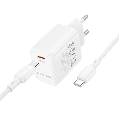 Сетевое зарядное устройство BOROFONE BN28 Fuente 1xUSB-C с Кабелем Type-C - Type-C, 30W, белый