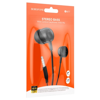 Проводные наушники BOROFONE BM77 Ascending, Jack 3.5mm, 1.2 м, черный