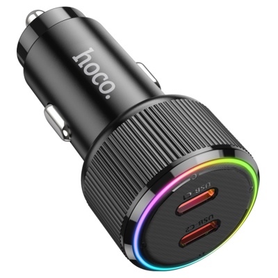 Автомобильное зарядное устройство HOCO NZ14B Guerrero, 2xUSB-C, 50W, черный
