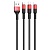 Кабель USB HOCO X26 Xpress 3 в 1 USB - Type-C + Lightning + MicroUSB, 2А, 1 м, черный+красный
