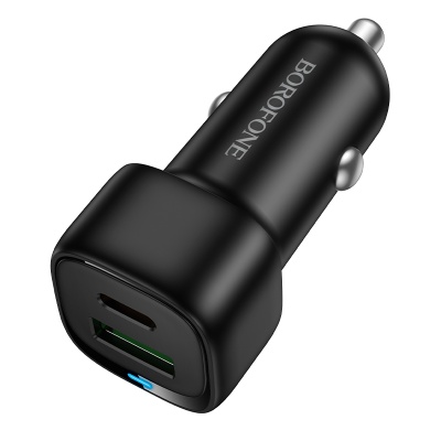 Автомобильное зарядное устройство BOROFONE BZ34B Cloud, 1xUSB + 1xUSB-C, 38W, черный