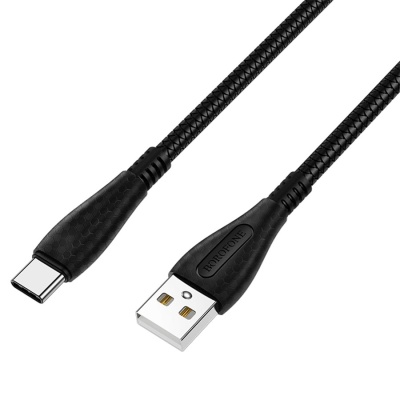 Кабель USB BOROFONE BX38 Cool USB - Type-C, 3A, 1 м, черный