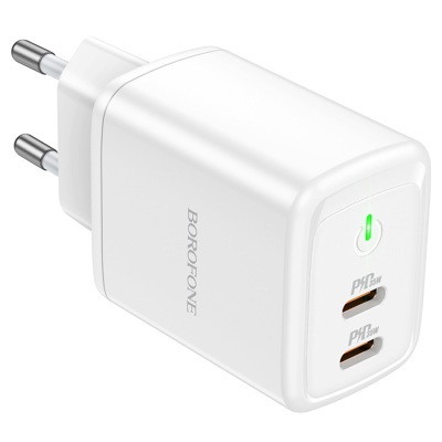 Сетевое зарядное устройство BOROFONE BN9 Reacher 2xUSB-C, 35W, белый