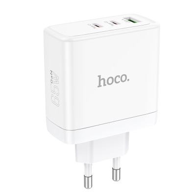 Сетевое зарядное устройство HOCO N30 Glory 1xUSB + 2xUSB-C, 65W, белый