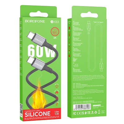 Кабель USB-C BOROFONE BX83 Famous Type-C - Type-C, 3A, 60W, 1 м, черный