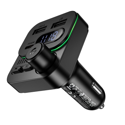 Автомобильное зарядное устройство с FM-Трансмиттер BOROFONE BC61 Ocean, 2xUSB + 1xUSB-C, 3A, 45W, черный
