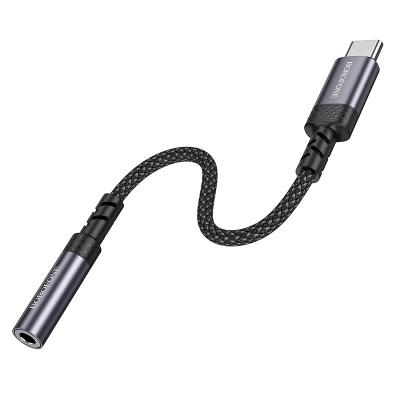 Переходник/Адаптер BOROFONE BV24 Graceful Type-C (m) - Jack 3,5 (f), 15 см, серый металлик