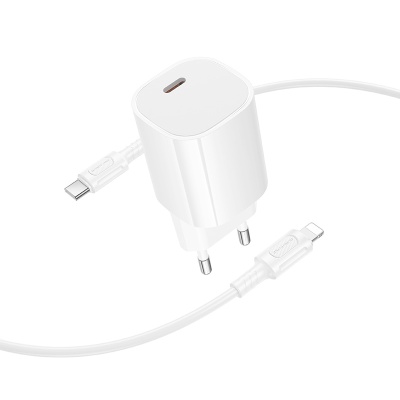 Сетевое зарядное устройство BOROFONE BA103A Pudding 1xUSB-C с Кабелем Type-C - Lightning, 20W, белый