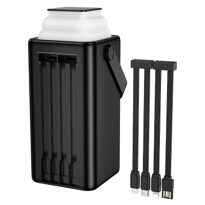 Портативный аккумулятор BOROFONE BJ65B High, встроенный кабель Lightning + Type-C + MircoUSB, 22.5W, 80000 мА⋅ч, черный