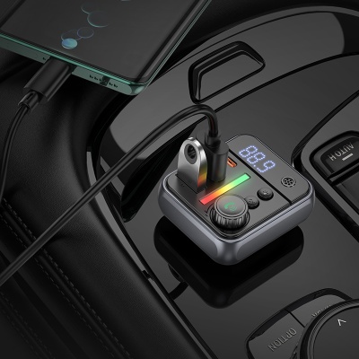 Автомобильное зарядное устройство с FM-Трансмиттер BOROFONE BC50 Ascenso, 2xUSB + 1xUSB-C, 0.5A, 38W, черный