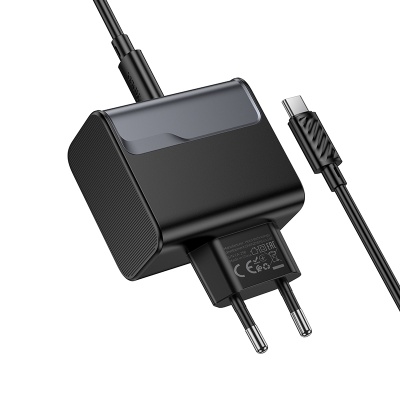 Сетевое зарядное устройство HOCO CS75A Star 1xUSB + 2xUSB-C с Кабелем Type-C - Type-C, 70W, черный