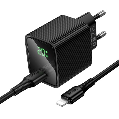 Сетевое зарядное устройство HOCO CS82A Excellent 1xUSB-C с Кабелем Type-C - Lightning, 20W, черный