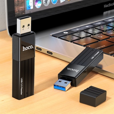 Переходник/Адаптер HOCO HB20 Mindful 2 в 1 USB3.0 (m) - TF/SD, черный