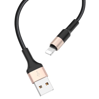 Кабель USB HOCO X26 Xpress USB - Lightning, 2А, 1 м, черный+золотой