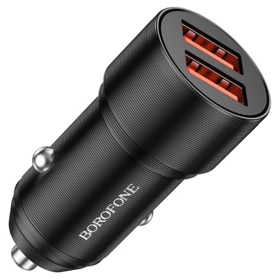 Автомобильное зарядное устройство BOROFONE BZ19 Wisdom, 2xUSB, 2.4A, 12W, черный