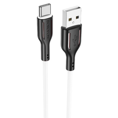 Кабель USB BOROFONE BX63 Charming USB - Type-C, 3A, 1 м, черный+белый