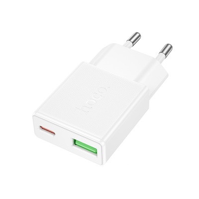 Сетевое зарядное устройство HOCO N73 Speed 1xUSB + 1xUSB-C, 3A, 20W, белый